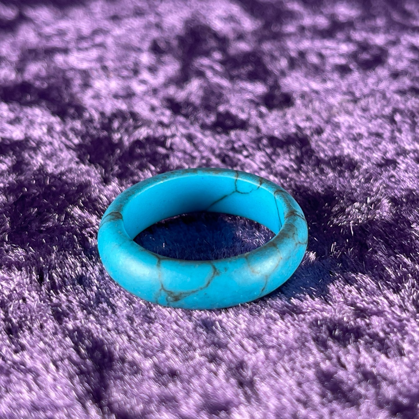 Vintage Solid Turquoise Band Ring Size Q / 8