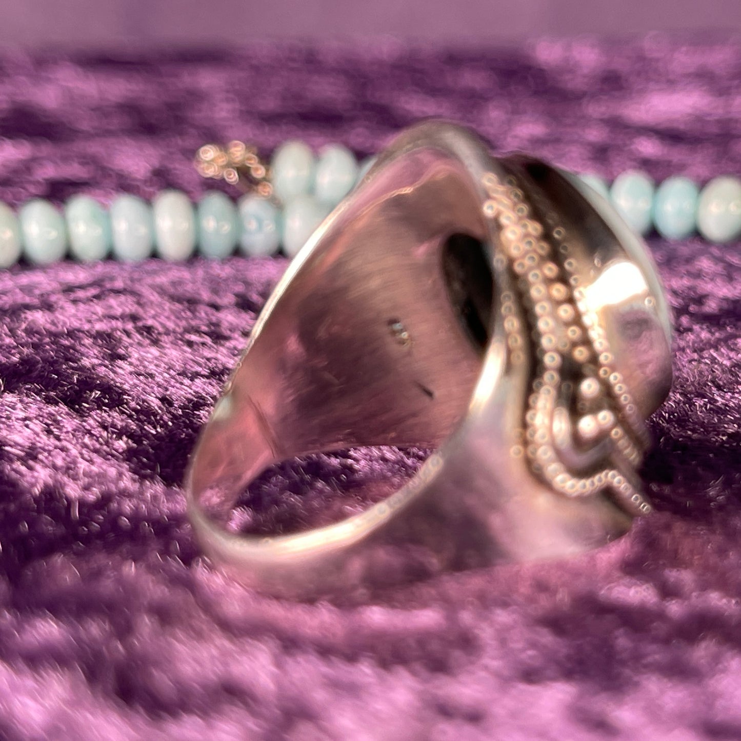 2 Piece Sterling Silver and Larimar Necklace and Ring Size S.25 / 9.25 Chain
