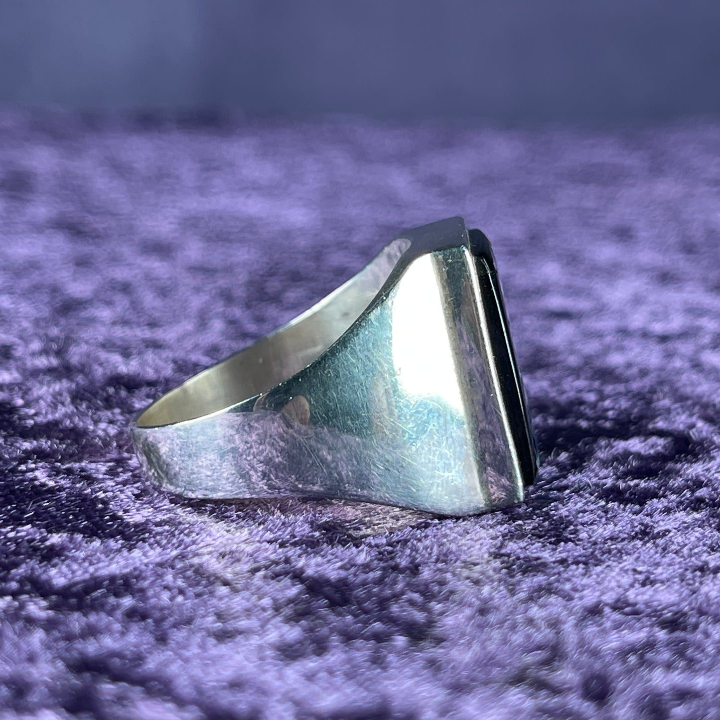 Native American Navajo Sterling Silver Mens Ring 925 Calvin Begay Starry Night Opal Size Z / 12.5