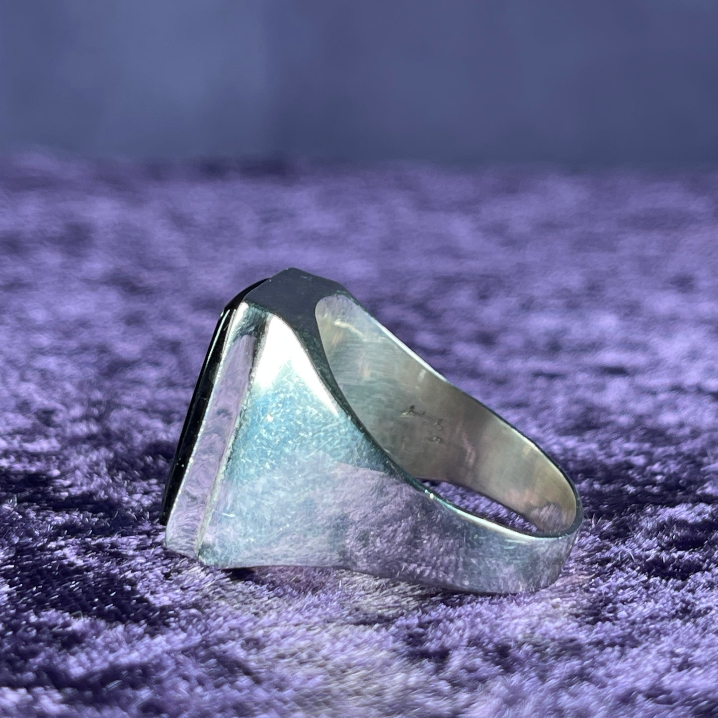 Native American Navajo Sterling Silver Mens Ring 925 Calvin Begay Starry Night Opal Size Z / 12.5