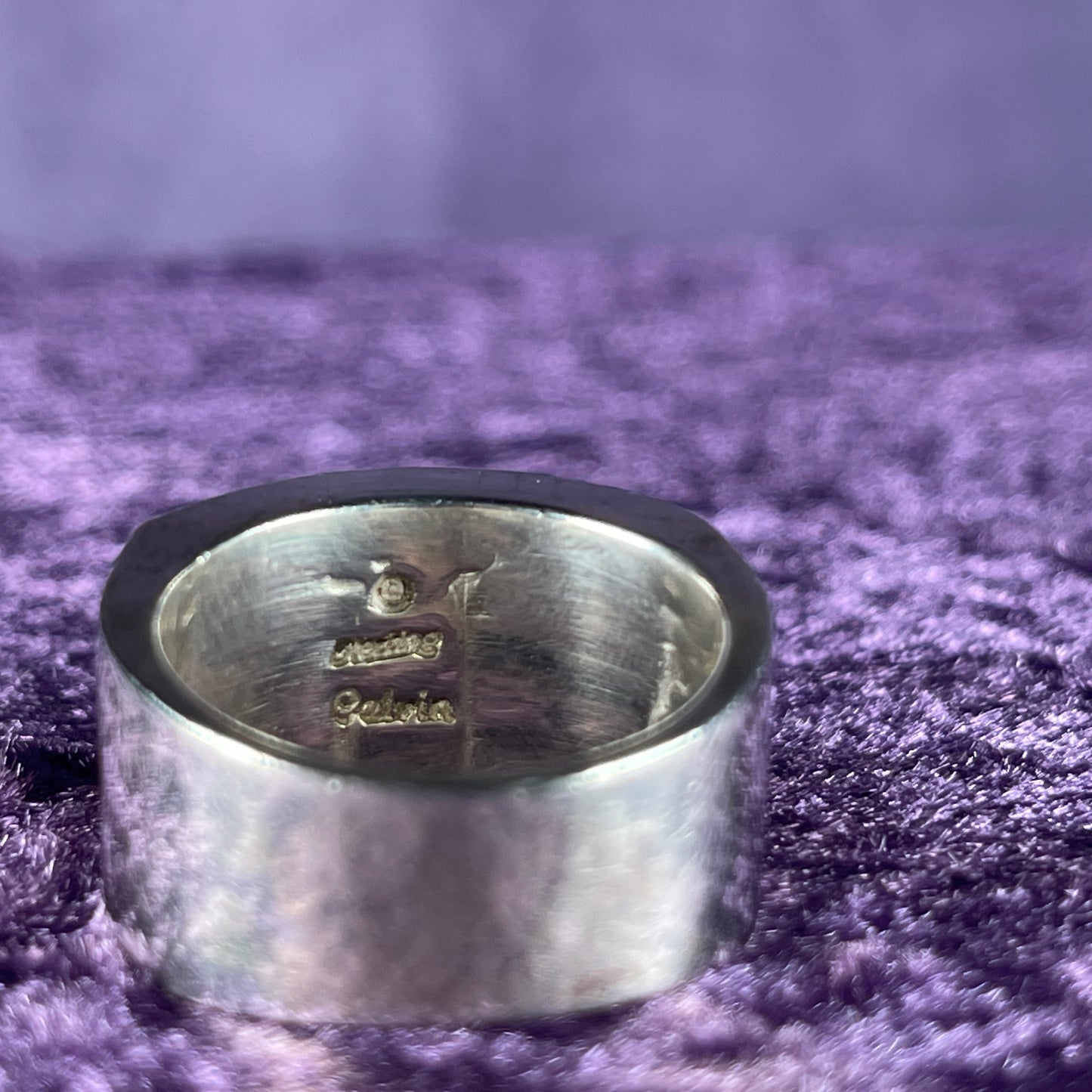 Native American Navajo Sterling Silver Tigers Eye Opal Rectangle Ring 925 Calvin Begay Size X / 11.5 