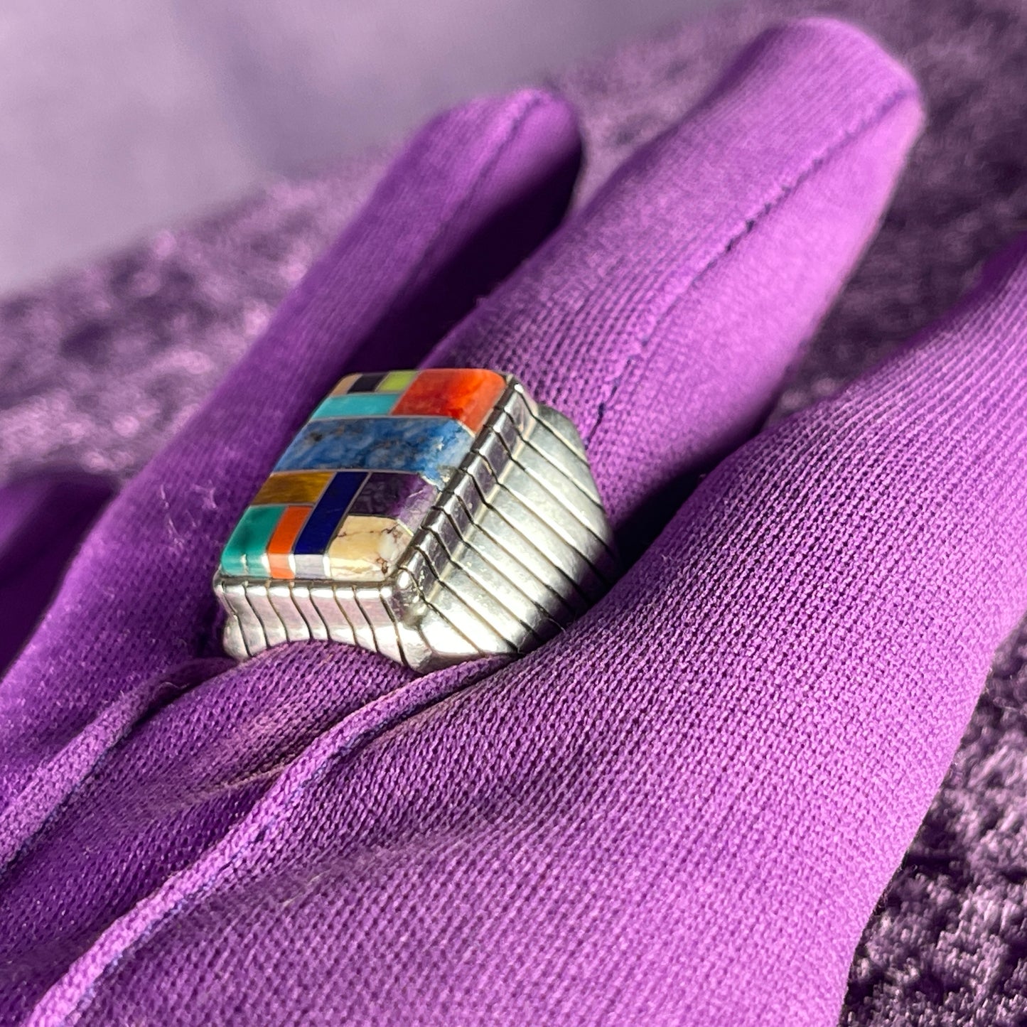 Native American Navajo Sterling Silver Ring 925 Ray Jack Multistone Size Y / 12