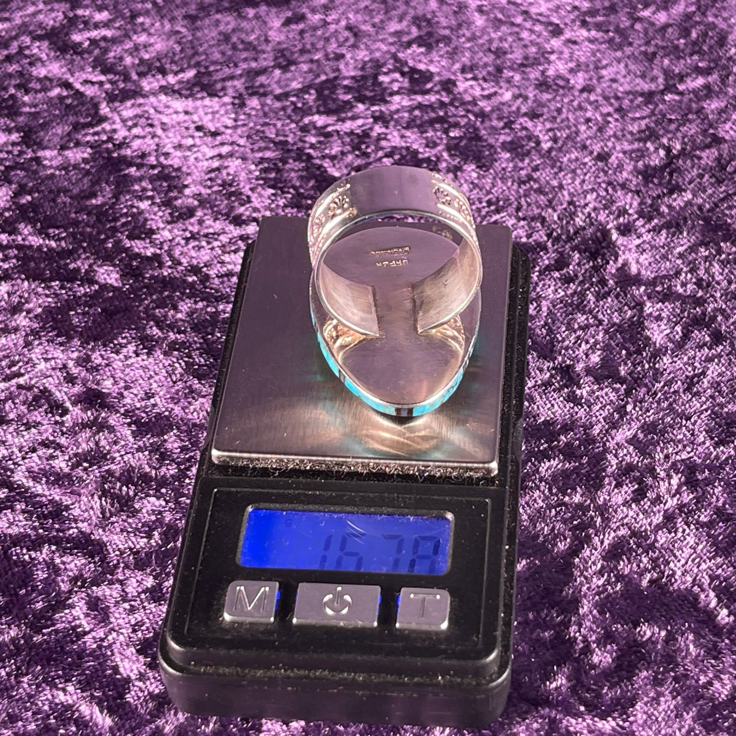 Native American Navajo Sterling Silver Galaxy Ring 925 David R Freeman Jr Jet Turquoise Opal Size X.5 / 11.75