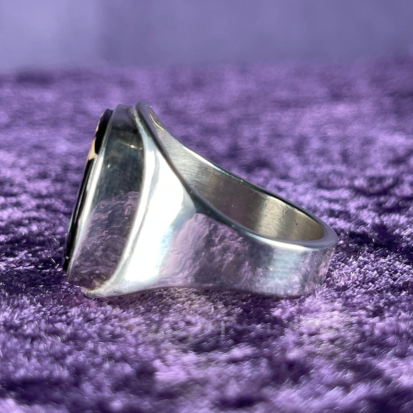 Native American Navajo Sterling Silver Ring 925 Arlene Thomas Jr Jet Opal Size Z +1.5 / 13.5