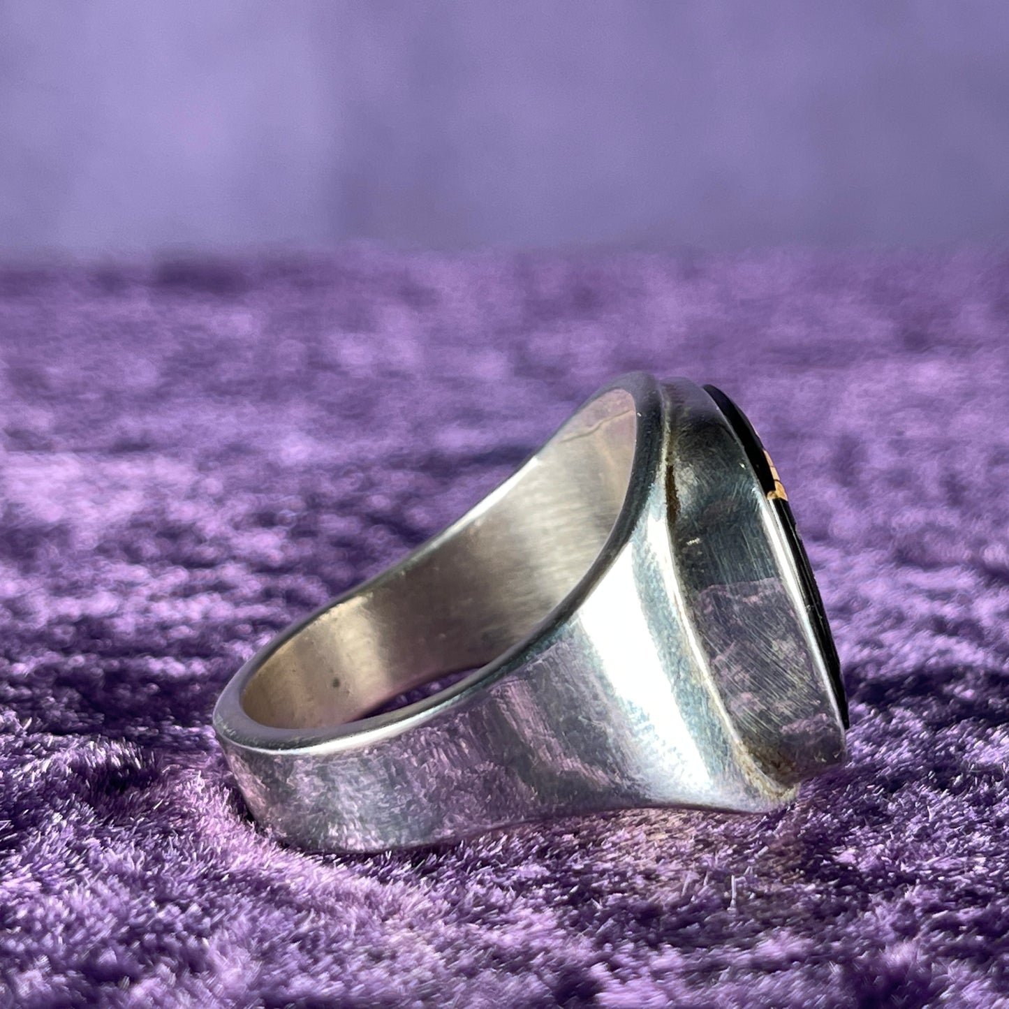 Native American Navajo Sterling Silver Ring 925 Arlene Thomas Jr Jet Opal Size Z +1.5 / 13.5