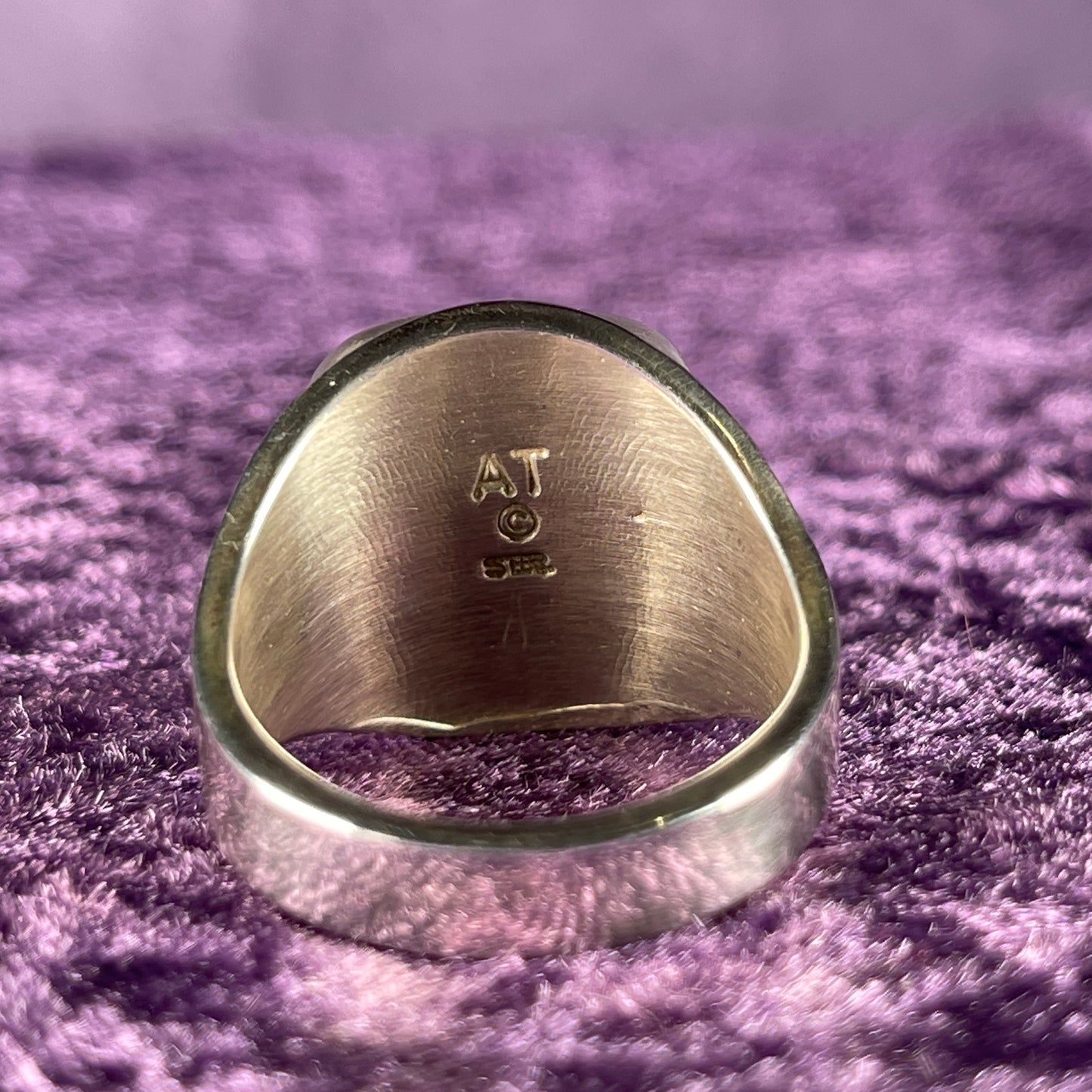 Native American Navajo Sterling Silver Ring 925 Arlene Thomas Jr Jet Opal Size Z +1.5 / 13.5