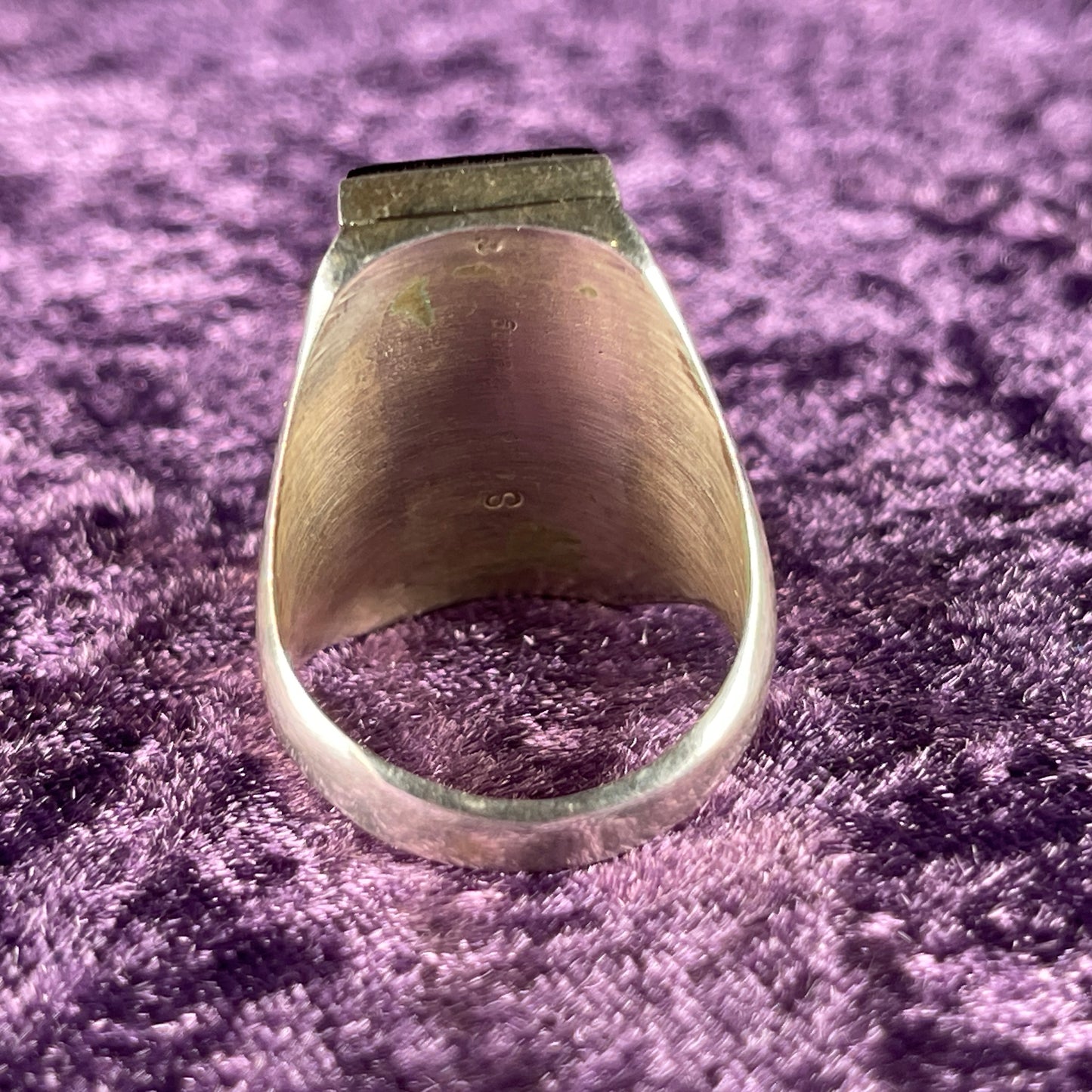 Native American Navajo Sterling Silver Ring 925 Gilbert Smith Night Sky Jet Opal Size Y / 12