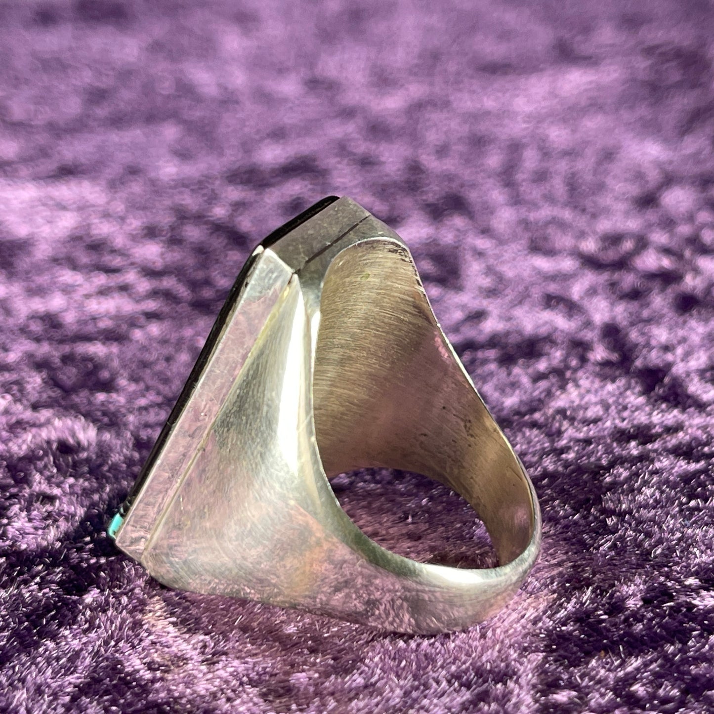 Native American Navajo Sterling Silver Ring 925 Gilbert Smith Night Sky Jet Opal Size Y / 12
