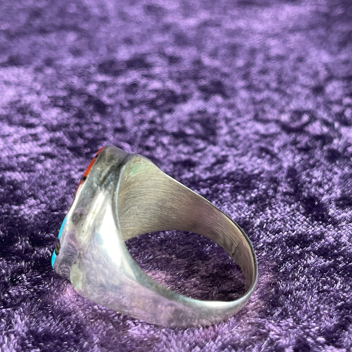 Vintage Native American Zuni Sterling Silver Ring 925 Angelena Laahty Multistone Size Z+2 / 13.5
