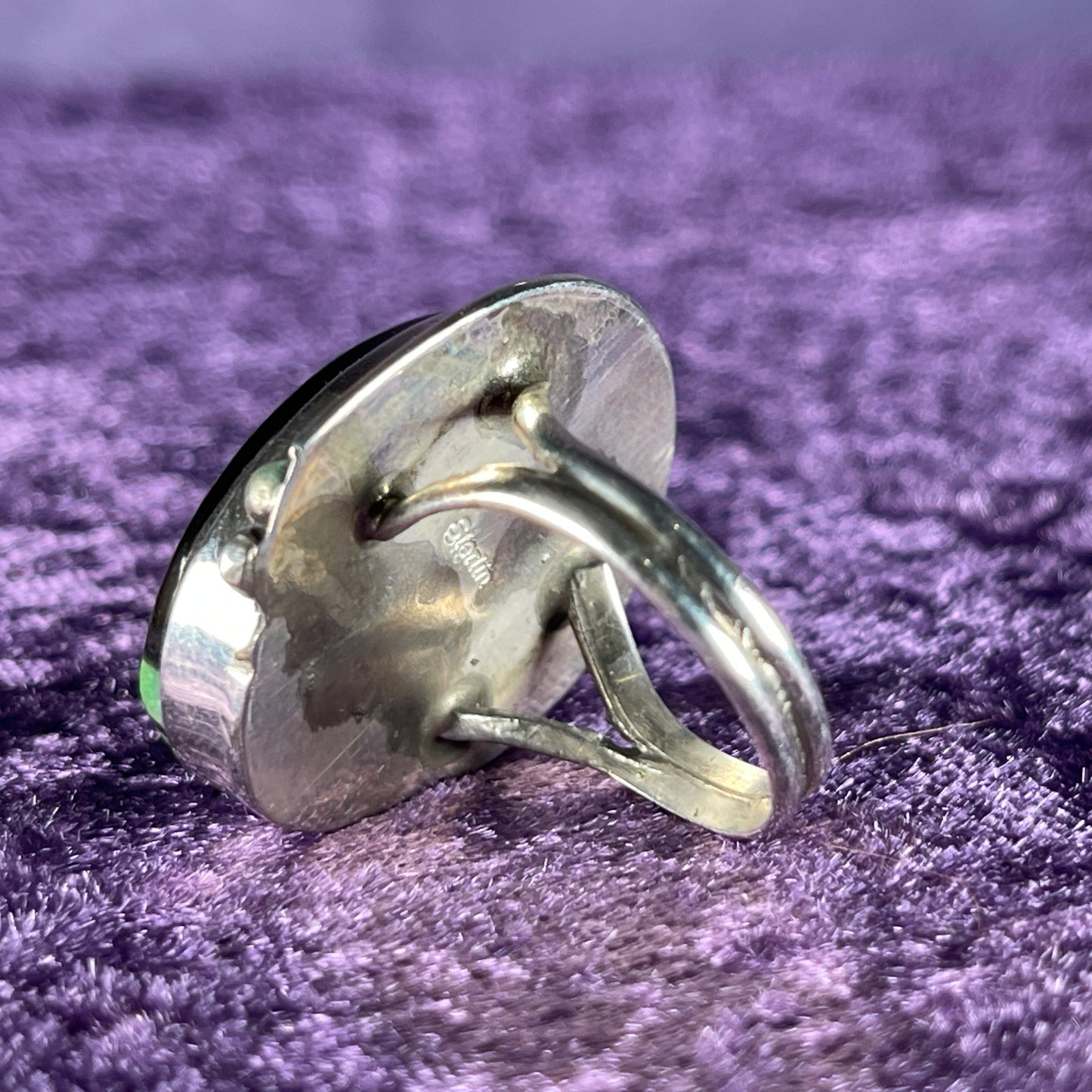 Vintage Native American Navajo Sterling Silver Ladies Ring 925 Matt Jack Night Sky Size S / 9