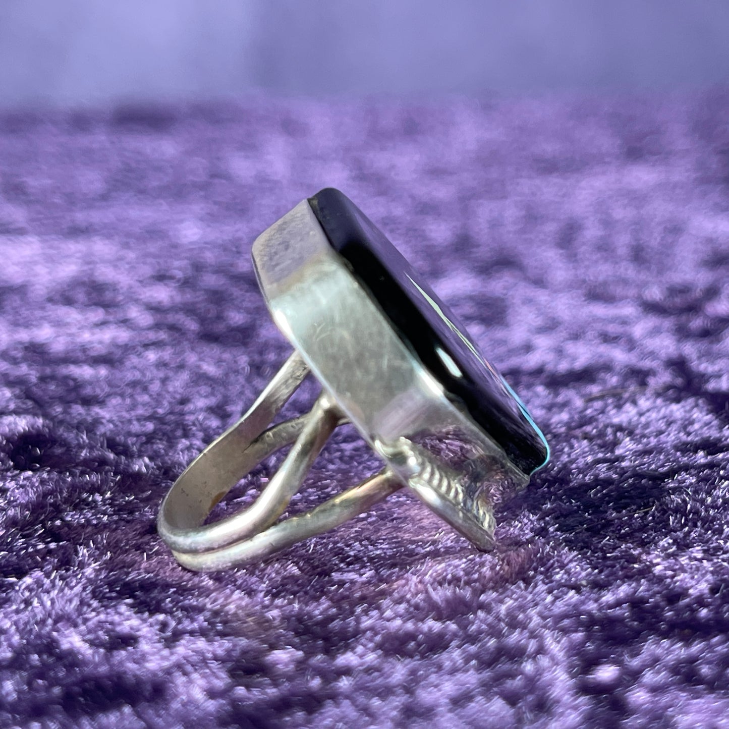 Vintage Native American Navajo Sterling Silver Ladies Ring 925 Matt Jack Night Sky Round Size J.5 / 5