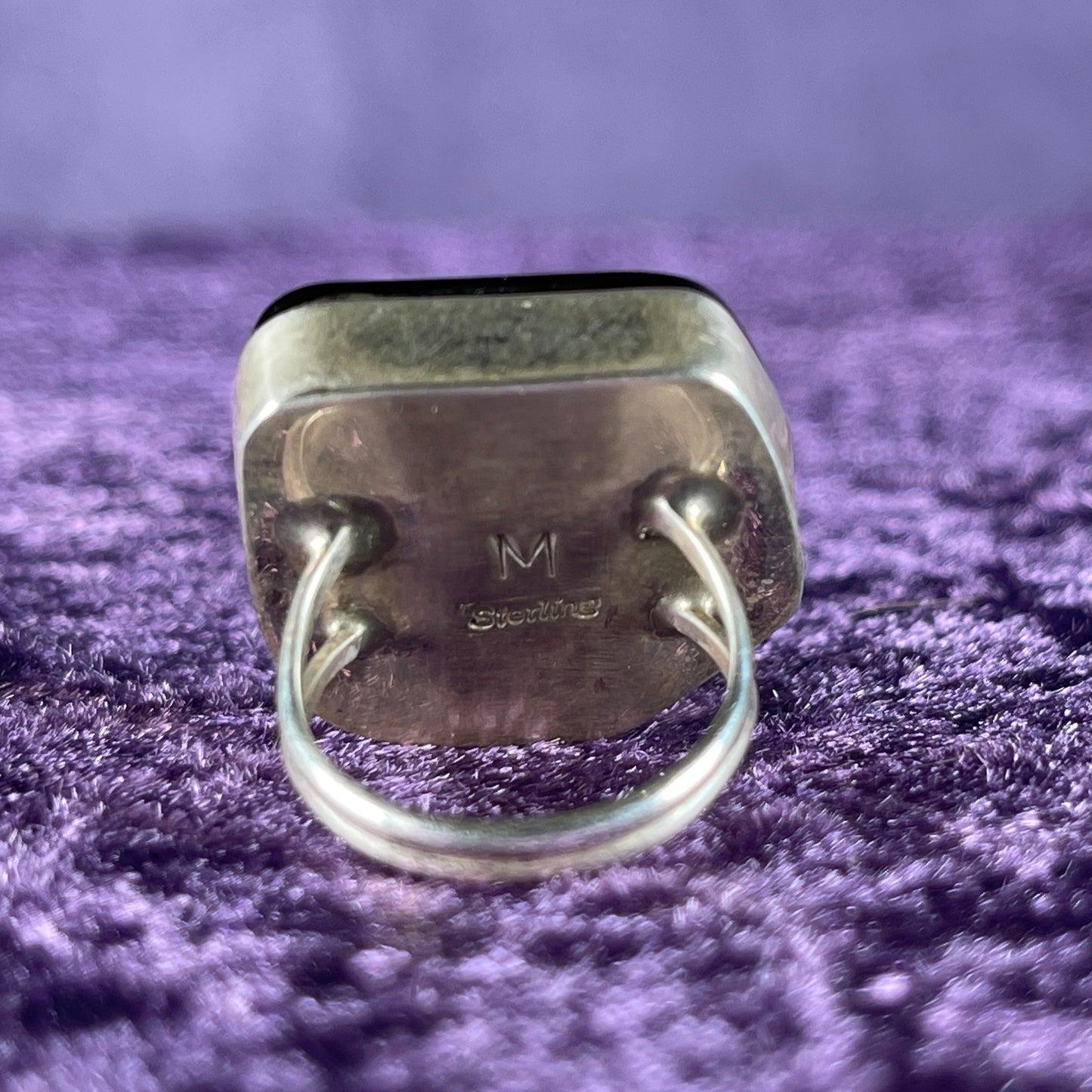Vintage Native American Navajo Sterling Silver Ladies Ring 925 Matt Jack Night Sky Round Size J.5 / 5