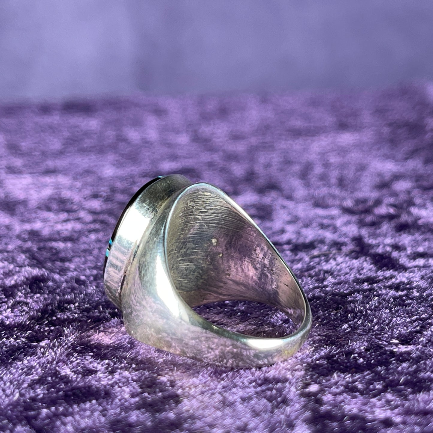 Native American Navajo Sterling Silver Ring 925 Ernie Francisco Night Sky Jet Opal Size U / 10