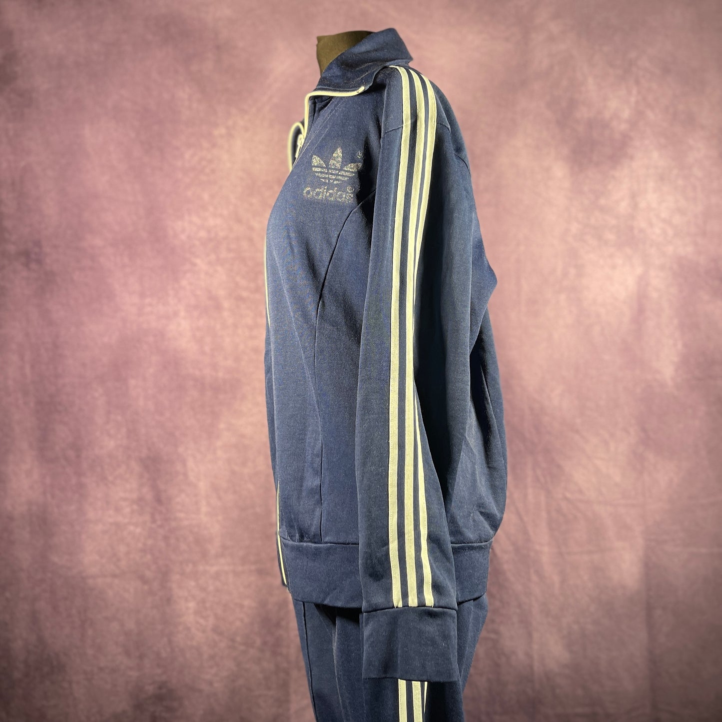 Vintage 1970s Adidas Full Tracksuit Navy Blue Jacket Trousers
