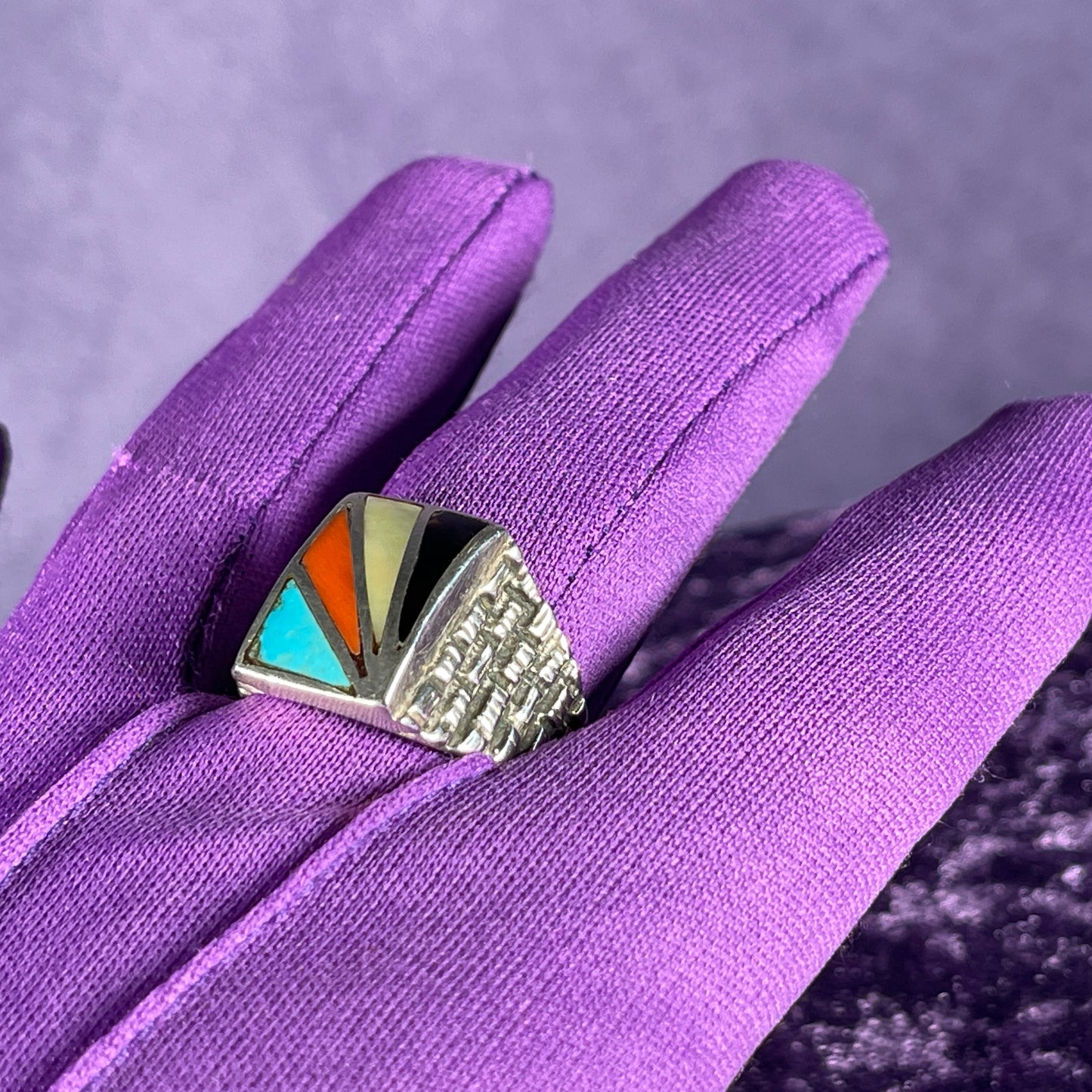 Vintage Fred Harvey Era Rising Sun Zuni Cobble Navajo 925 Silver Size Z / 12.5