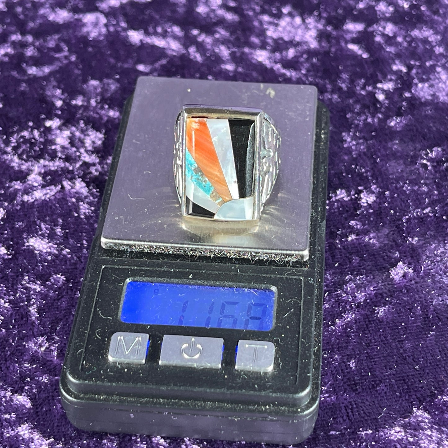 Vintage Fred Harvey Era Rising Sun Zuni Thunderbird & Kachina Navajo 925 Silver Size R.5 / 9 