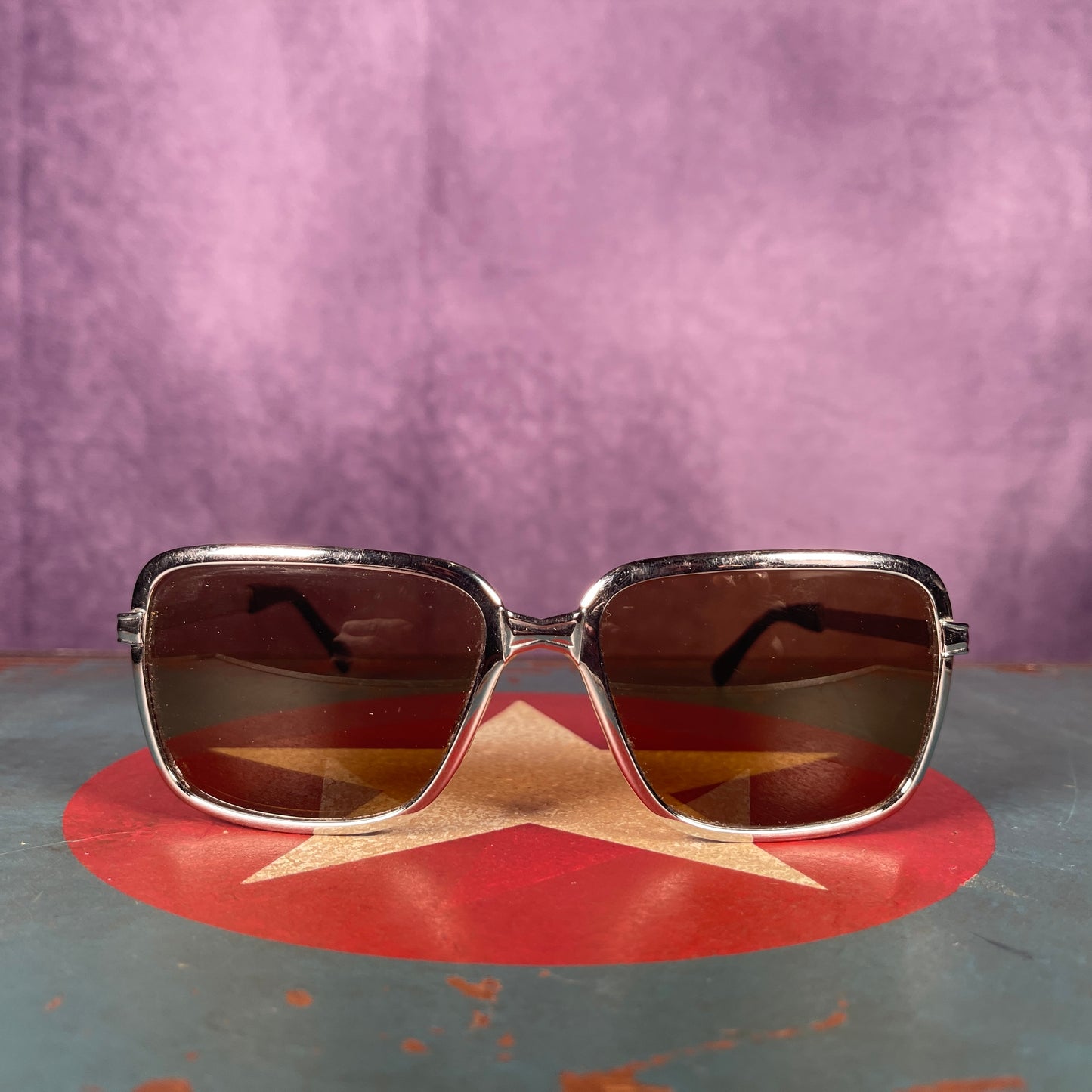 Vintage 1970s Steel Sunglasses made in Germany Original Brown