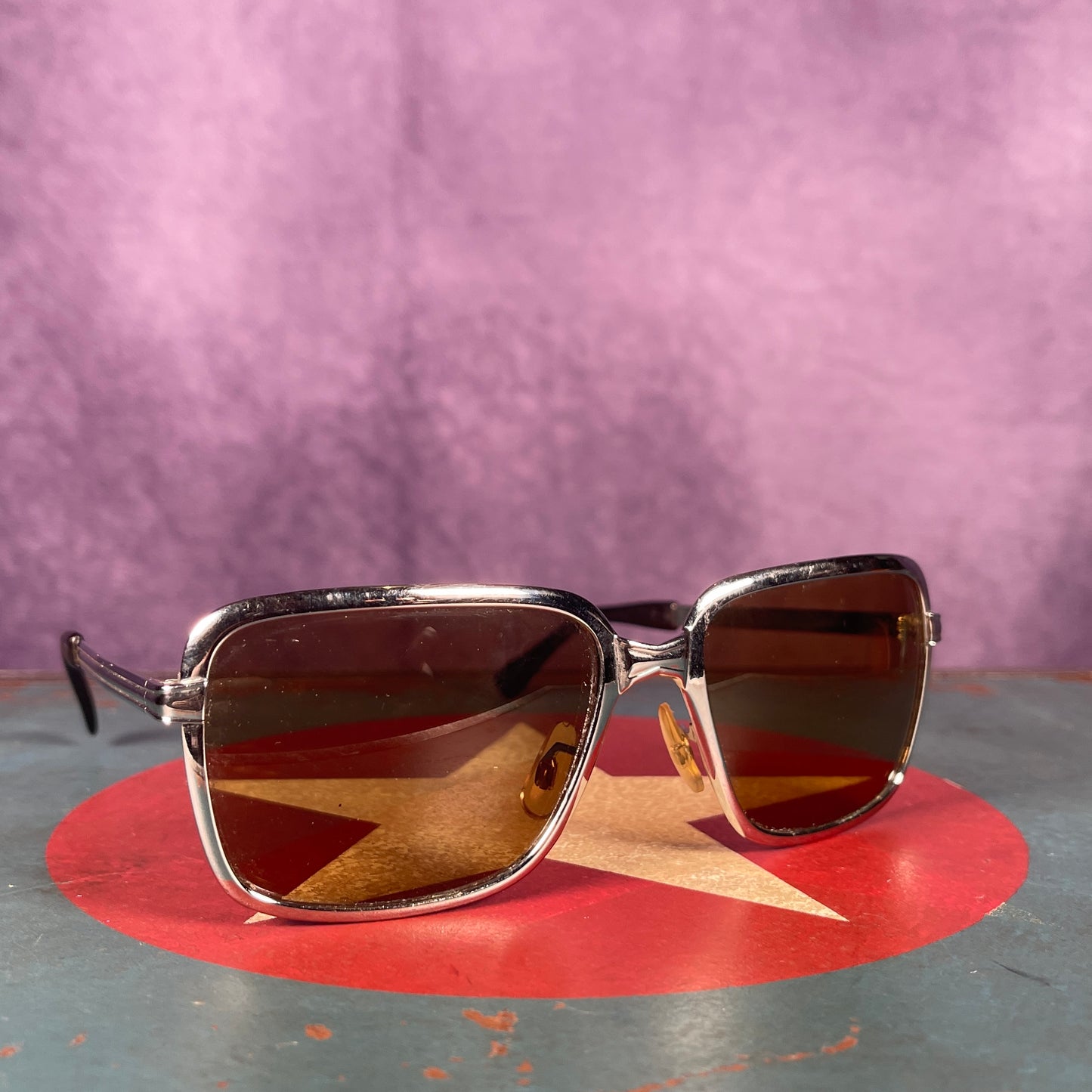 Vintage 1970s Steel Sunglasses made in Germany Original Brown