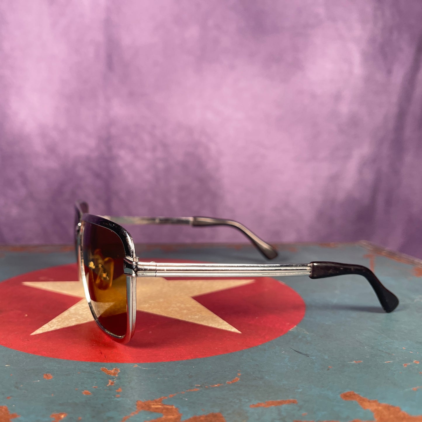 Vintage 1970s Steel Sunglasses made in Germany Original Brown