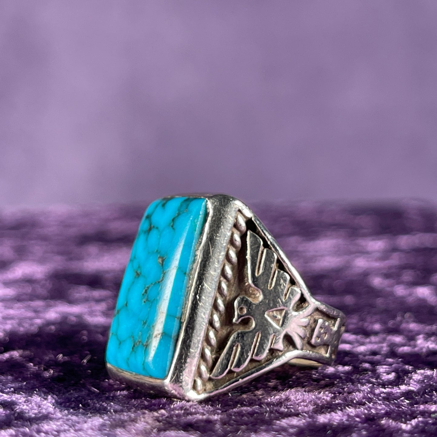 Vintage Fred Harvey Era Spider Turquoise Thunderbird & Kachina Navajo 925