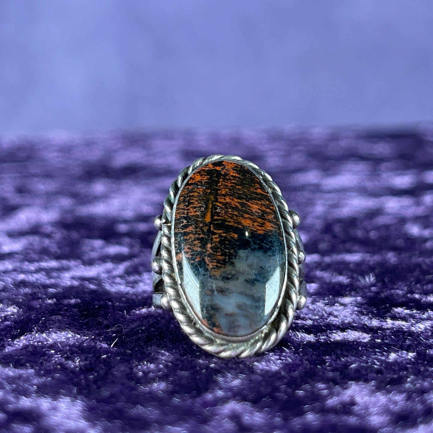 Vintage Navajo Old Pawn Fred Harvey Era Sterling Silver Dinosaur Bone Size J / 4.75