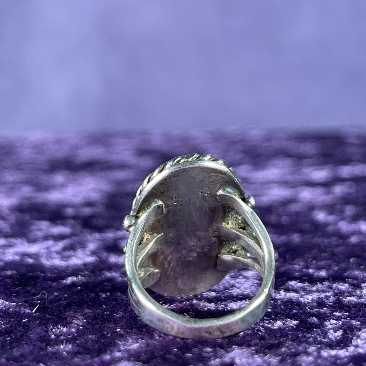 Vintage Navajo Old Pawn Fred Harvey Era Sterling Silver Dinosaur Bone Size J / 4.75