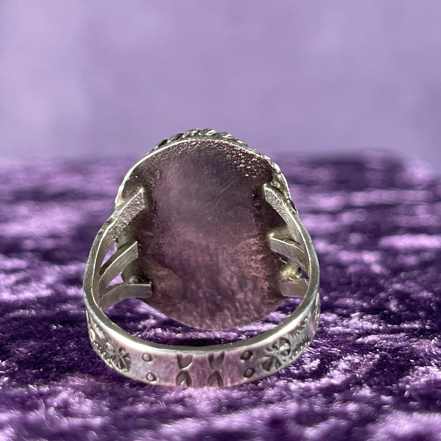 Vintage Navajo Old Pawn Fred Harvey Era Sterling Silver Agate Size Z + 1 / 13 