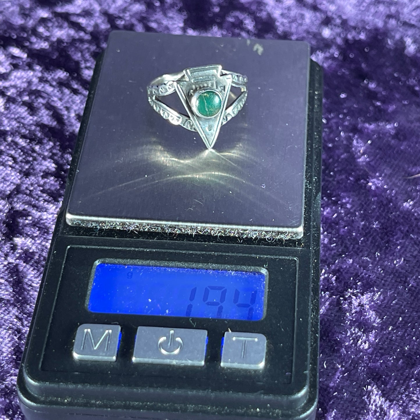 Vintage Navajo Arrow Head Green Stone Sterling Silver Ladies Ring Size L / 5.75 
