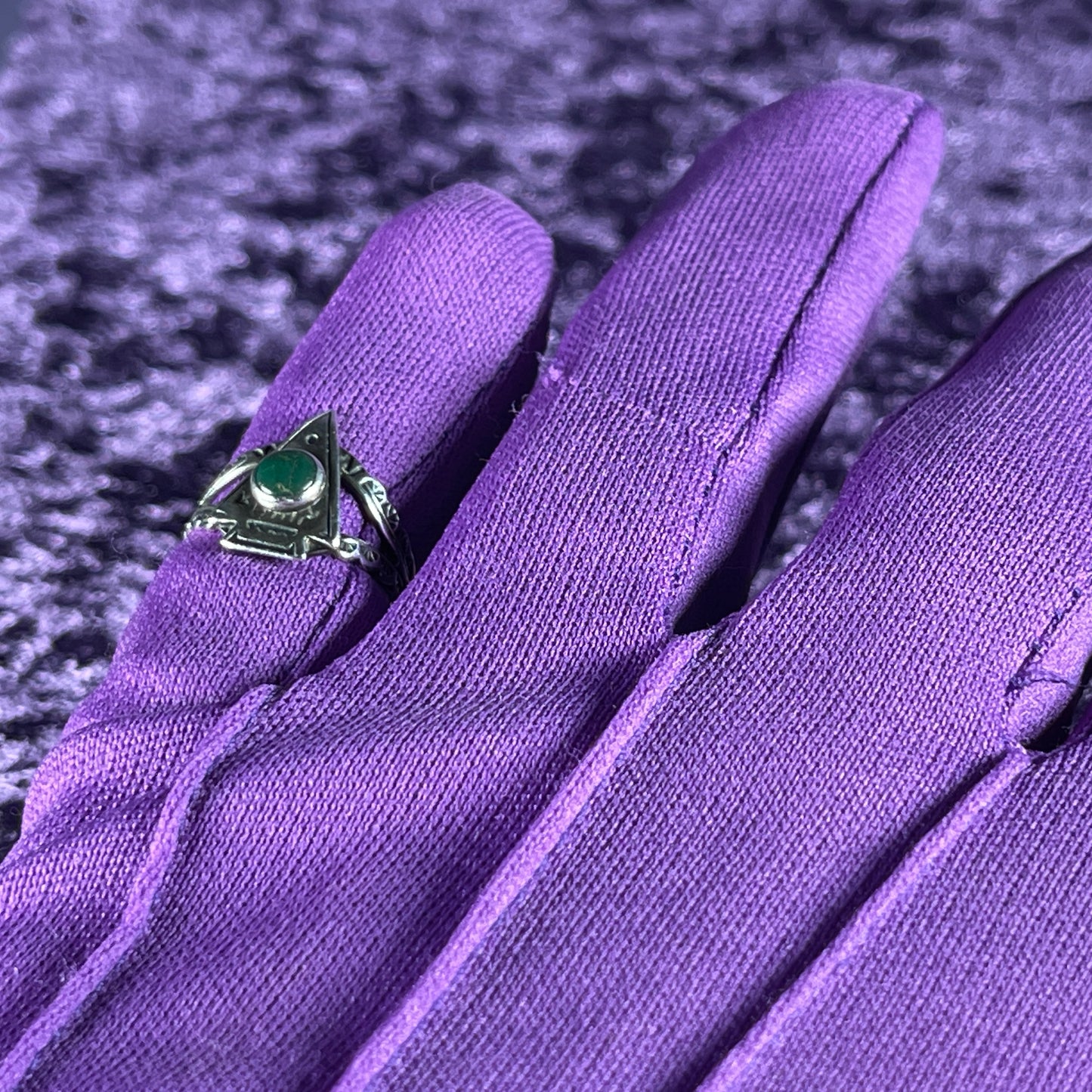Vintage Navajo Arrow Head Green Stone Sterling Silver Ladies Ring Size L / 5.75 