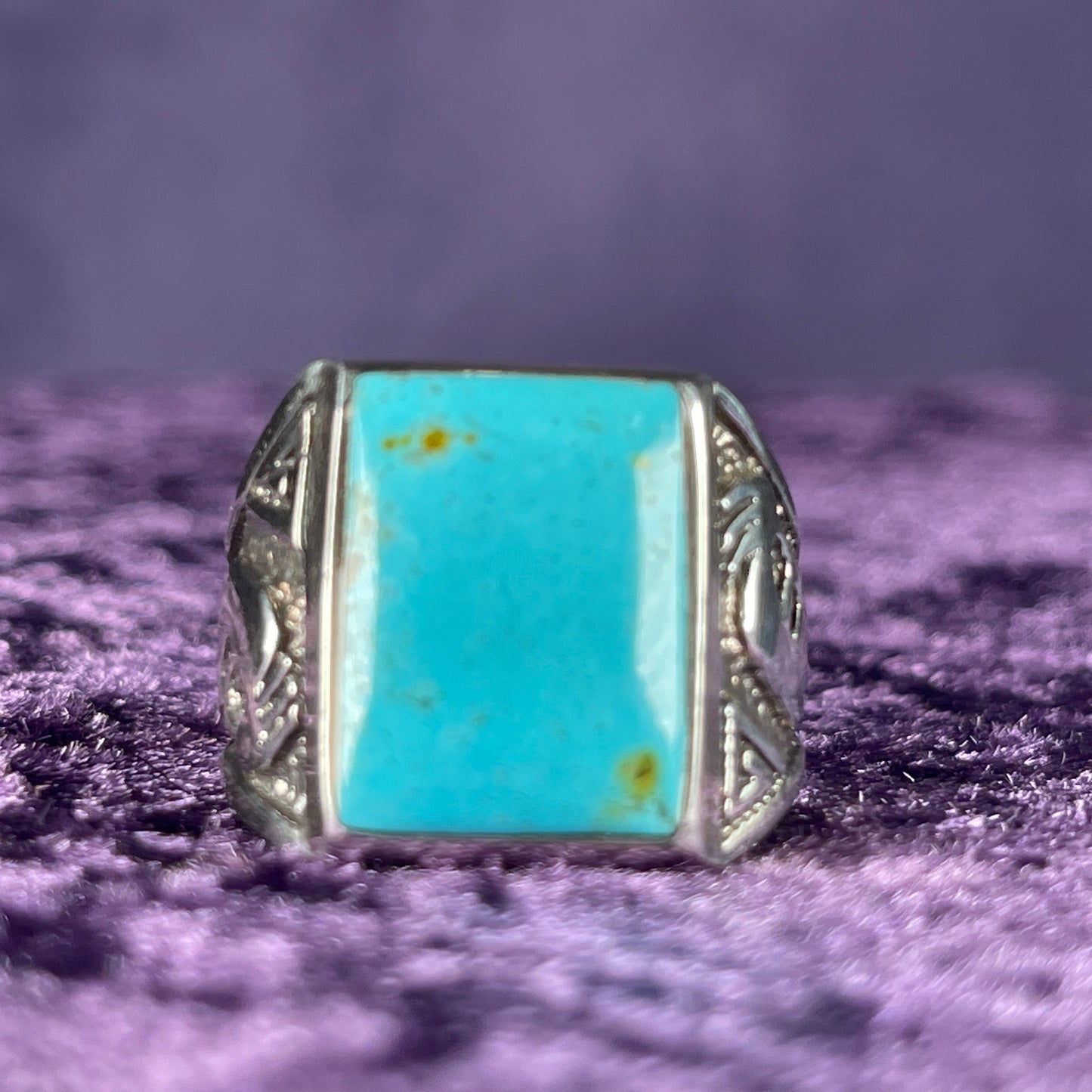 Vintage Native American Turquoise Navajo Inclusion Navajo 925 Silver Size W.5 / 11.25