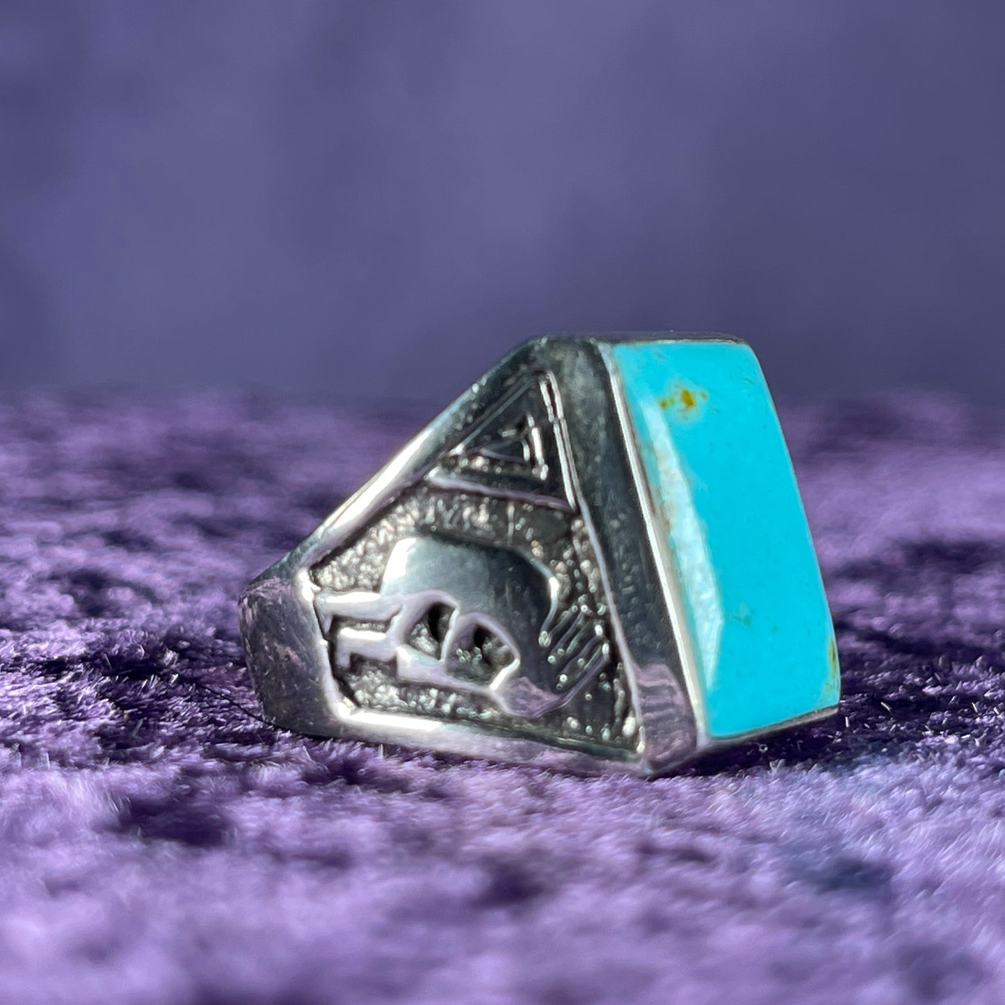 Vintage Native American Turquoise Navajo Inclusion Navajo 925 Silver Size W.5 / 11.25