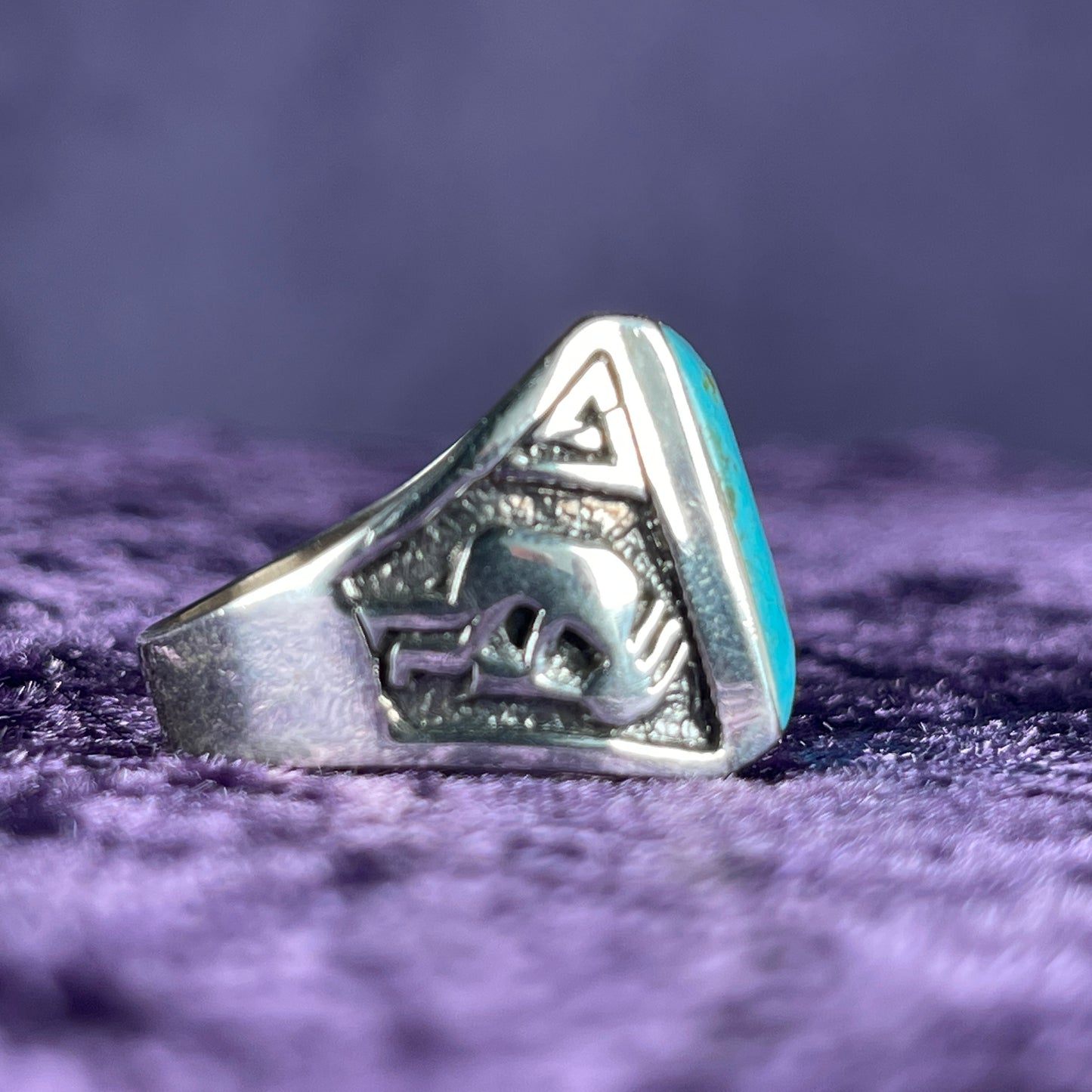 Vintage Native American Turquoise Navajo Inclusion Navajo 925 Silver Size W.5 / 11.25