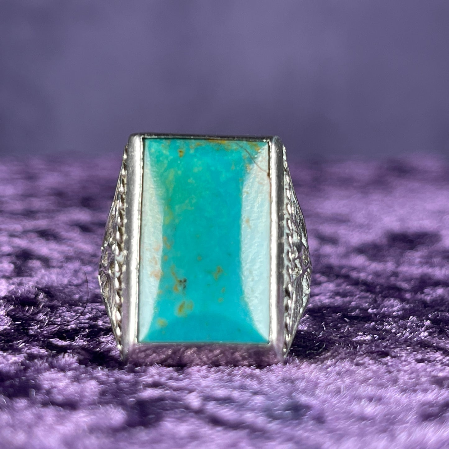 Vintage Native American Turquoise Inclusion Navajo 925 Silver Size U.25 / 10.25