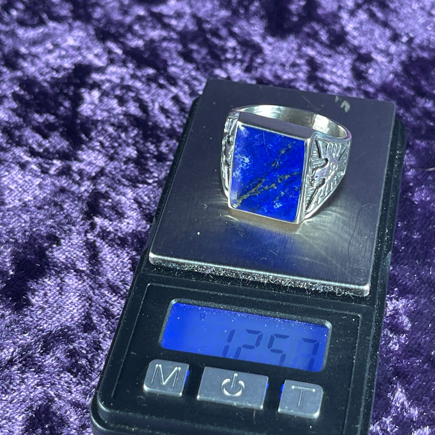 Native American Contemporary Navajo Lapis Lazuli Thunderbird 925 Silver Ring Size W.25 / 11.25