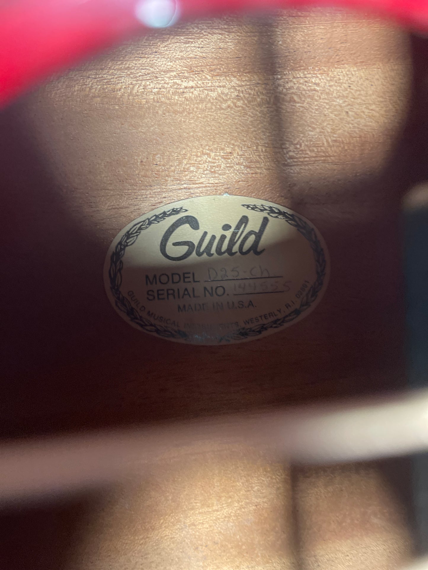 Vintage Guild D25 Cherry 1976 Dreadnaught Acoustic Guitar