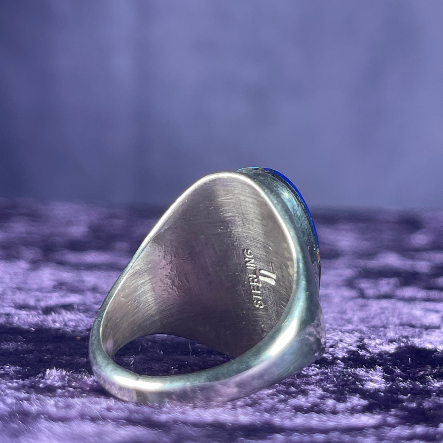 Native American Zuni Lapis Turquoise Mother of Pearl Coral Sterling Silver 925 Ring Size U 1/2 / 10.25