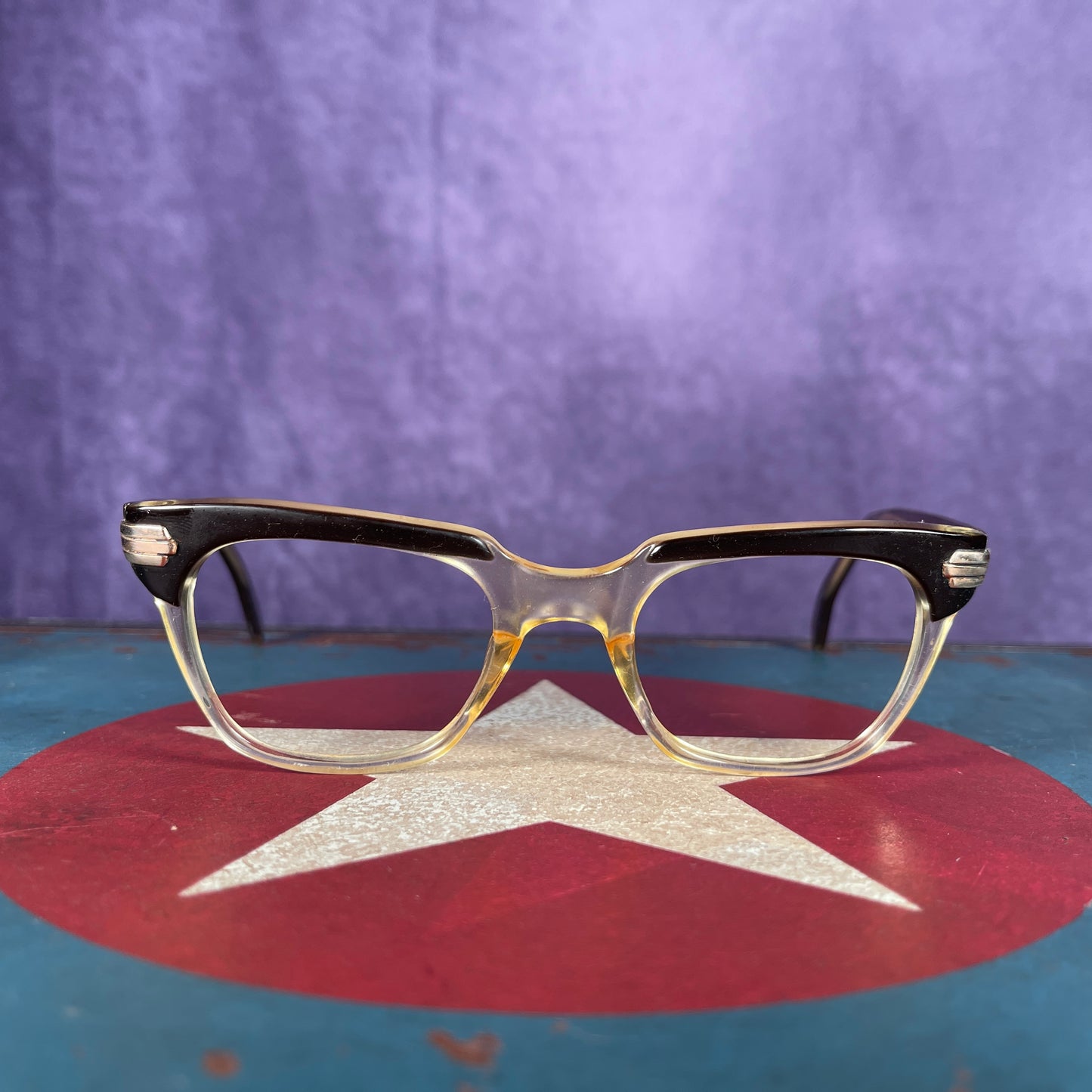 Vintage 1950s Gold Filled Faber Acetate Eyeglasses Frames 48-22 145 Made in UK Unisex