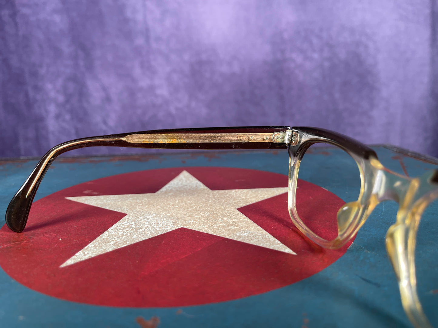 Vintage 1950s Gold Filled Faber Acetate Eyeglasses Frames 48-22 145 Made in UK Unisex
