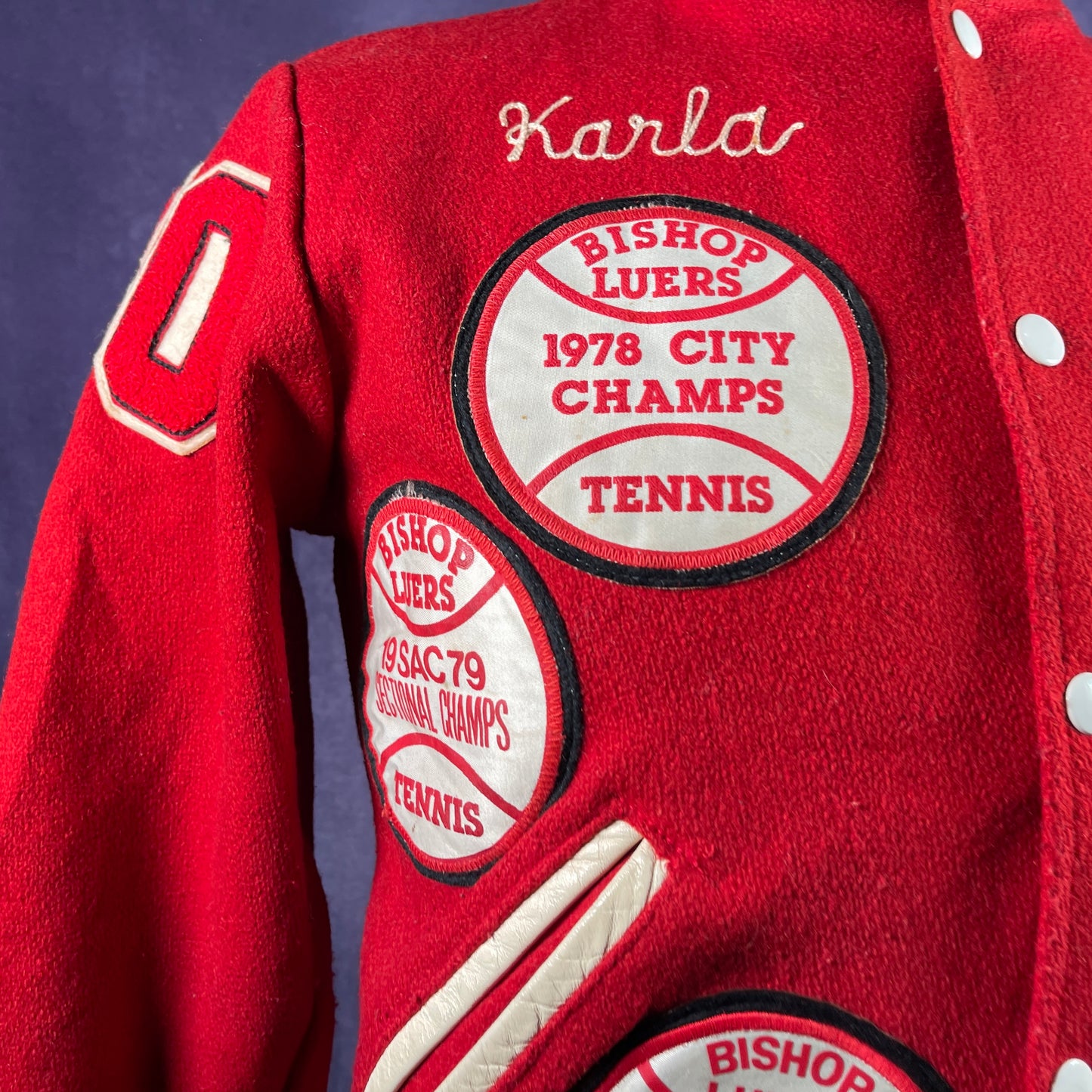 Vintage 1970s Varsity Jacket Letterman Red Mens Size XS 