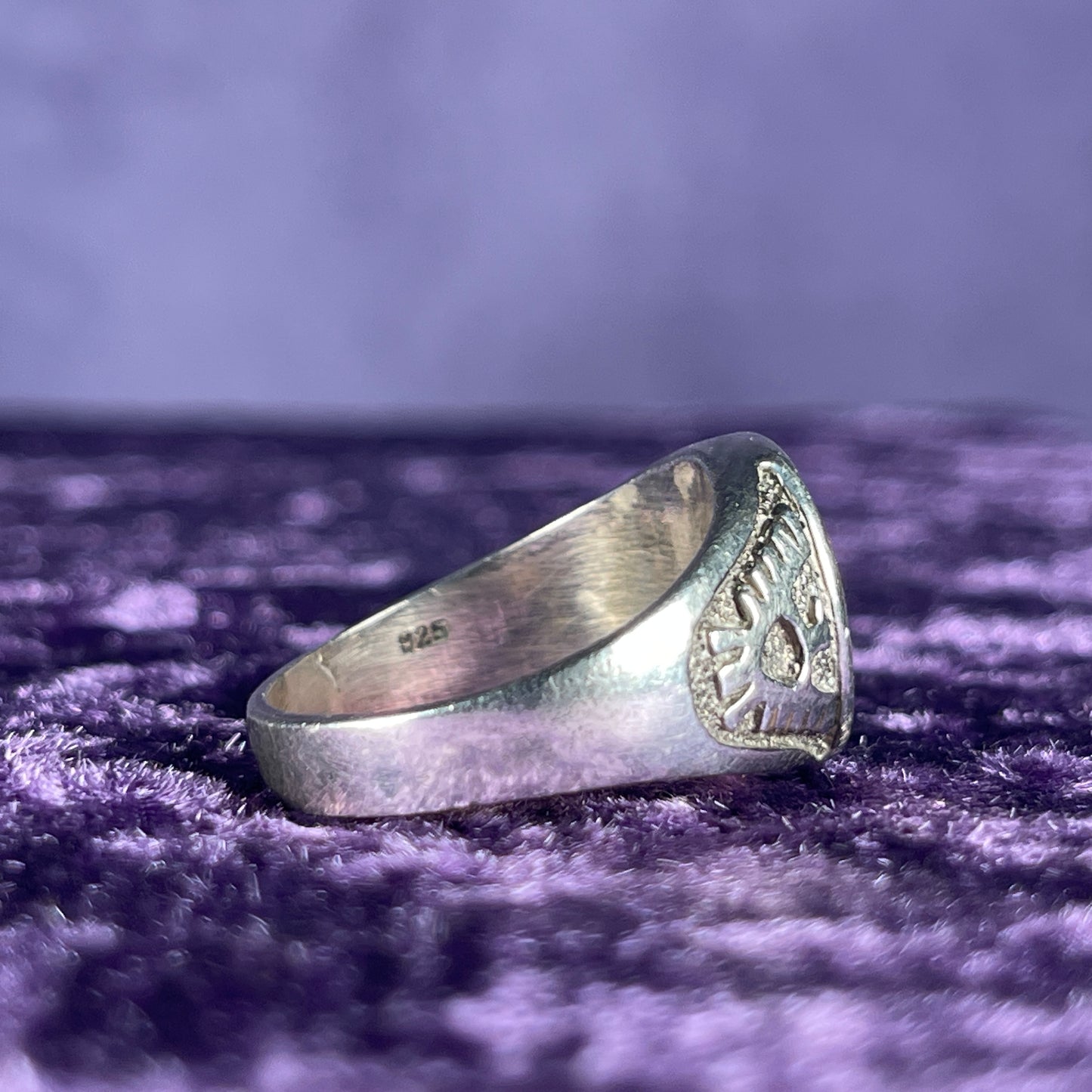 Vintage Navajo Thunderbird Multistone Sterling Silver Ring Size W / 11