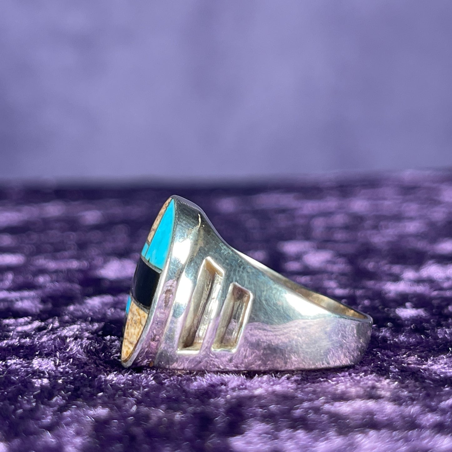 Native American Contemporary Mutistone Navajo 925 Silver Ring Size W / 11