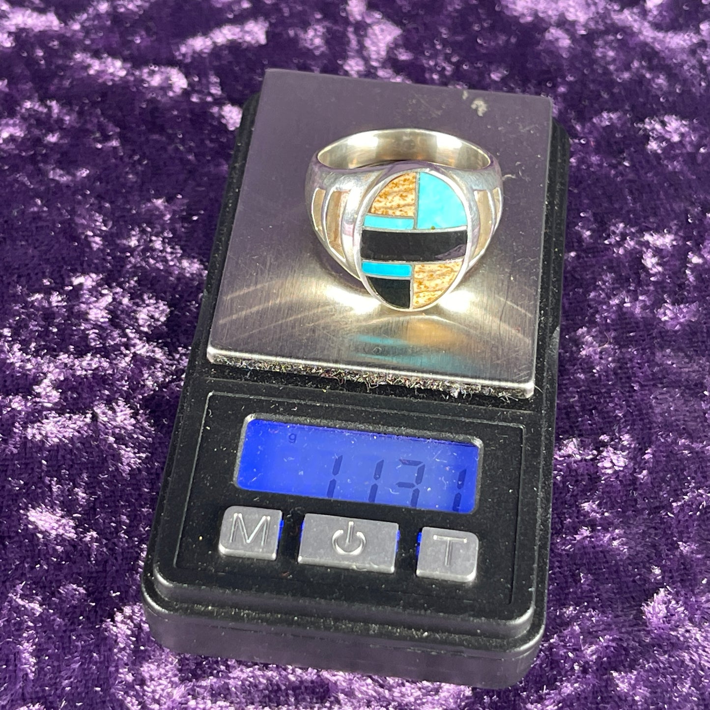 Native American Contemporary Mutistone Navajo 925 Silver Ring Size W / 11