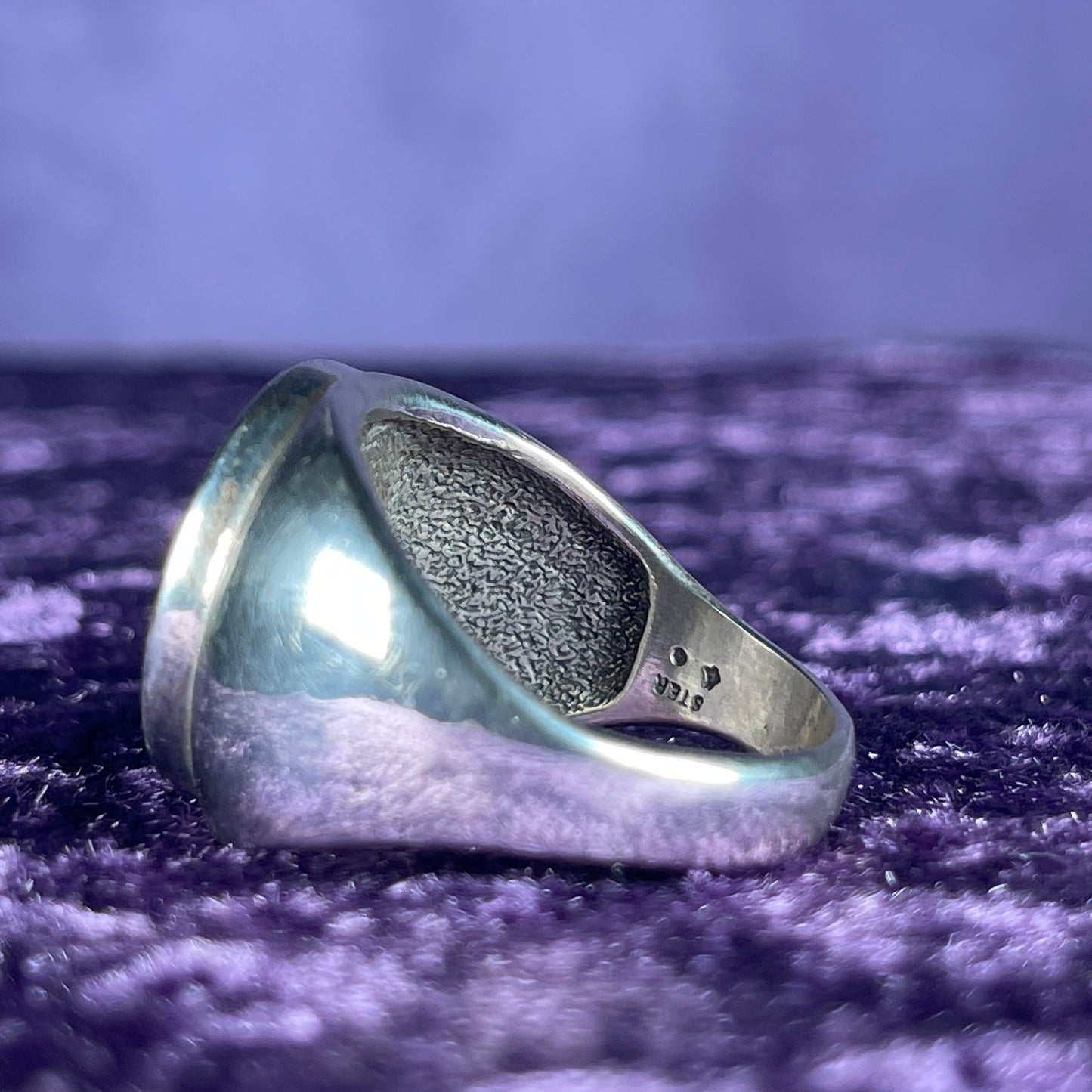 Native American Contemporary Navajo Pallasite Meteorite Thunderbird 925 Silver Ring Size Z / 12.5