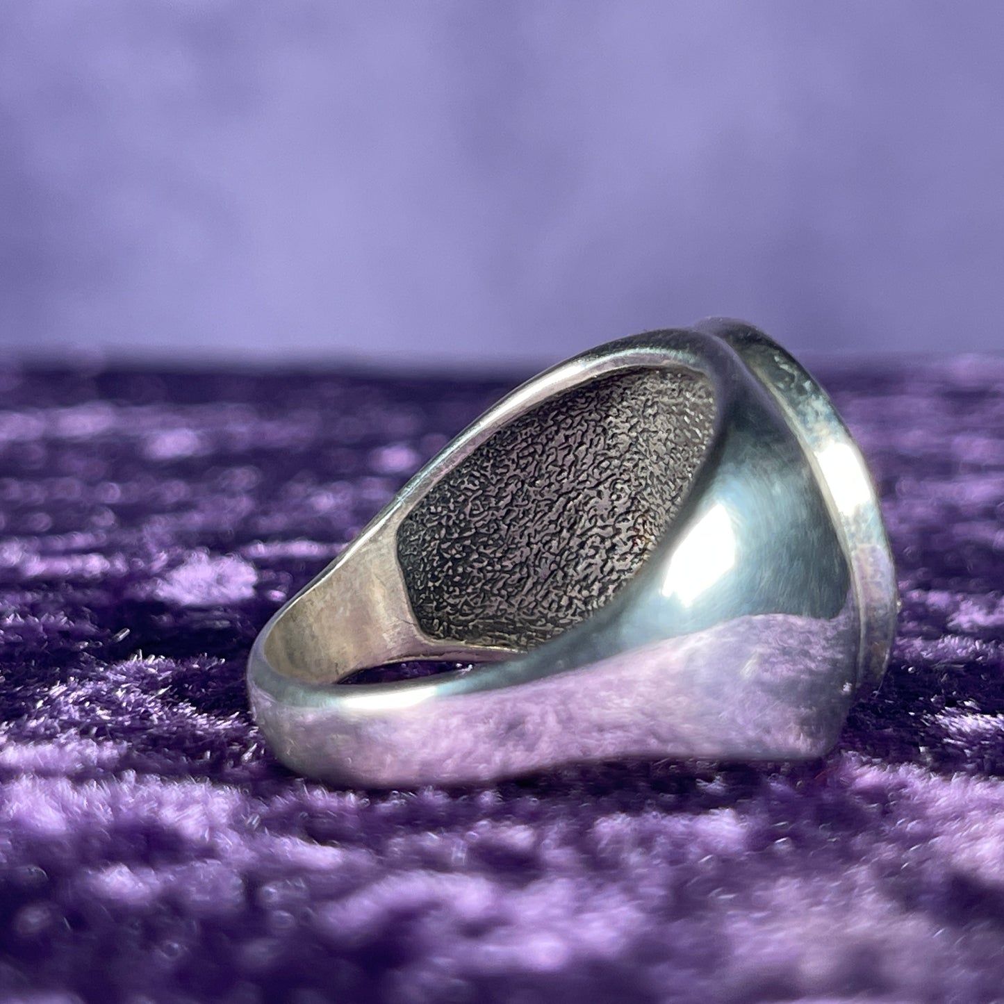 Native American Contemporary Navajo Pallasite Meteorite Thunderbird 925 Silver Ring Size Z / 12.5