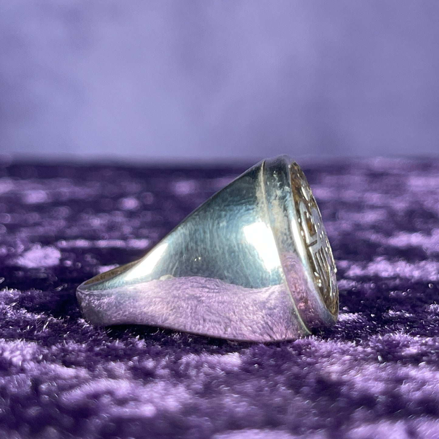 Native American Contemporary Navajo Pallasite Meteorite Thunderbird 925 Silver Ring Size Z / 12.5