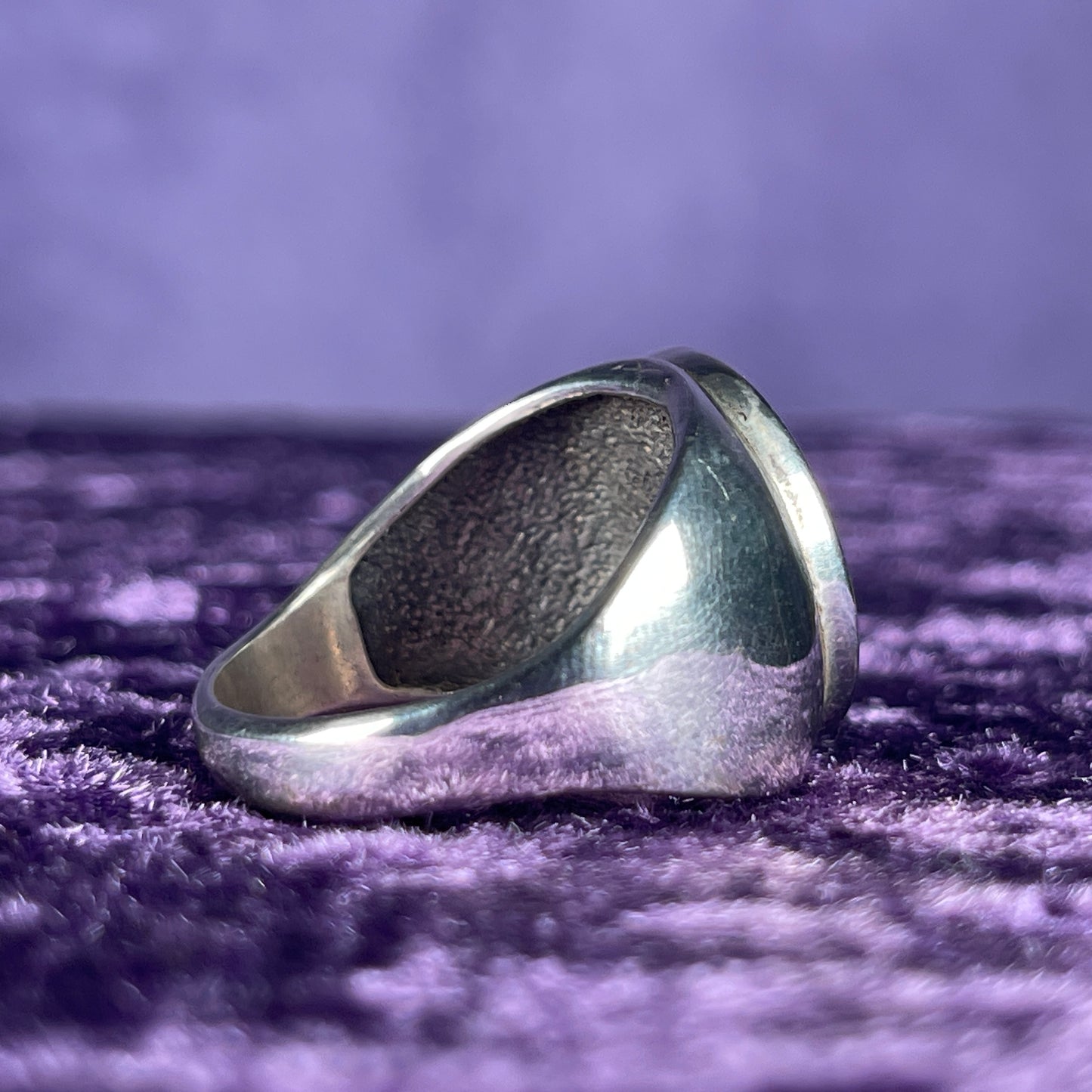 Native American Contemporary Navajo Turquoise Lapis Thunderbird 925 Silver Ring Size Z / 12 1/2
