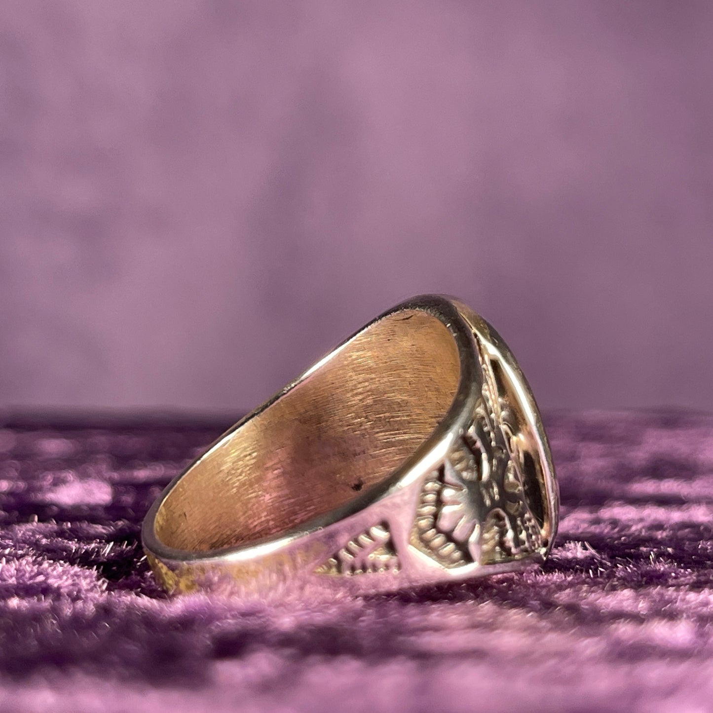 Native American Contemporary Navajo Malachite Thunderbird 925 Silver Ring Size Y / 12