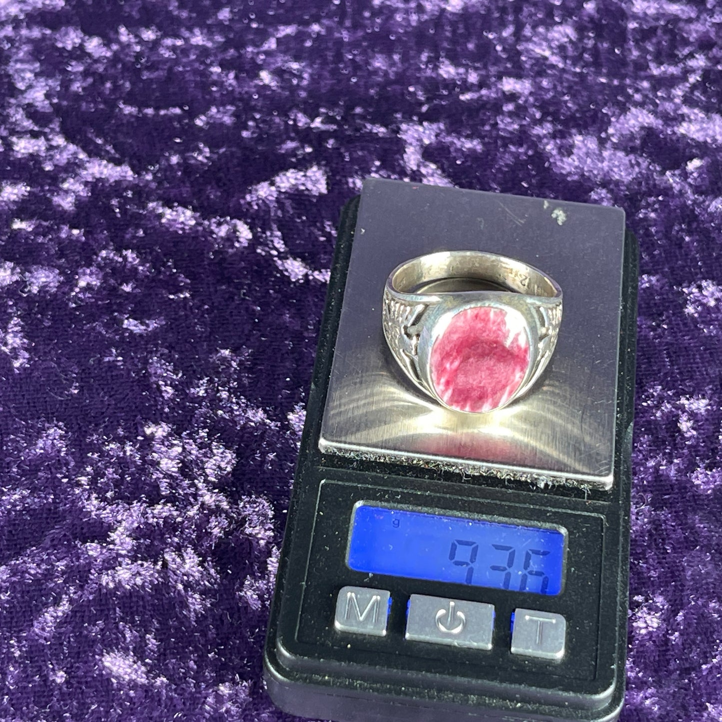 Native American Contemporary Navajo Petrified Wood Thunderbird 925 Silver Ring Size Z / 12.5