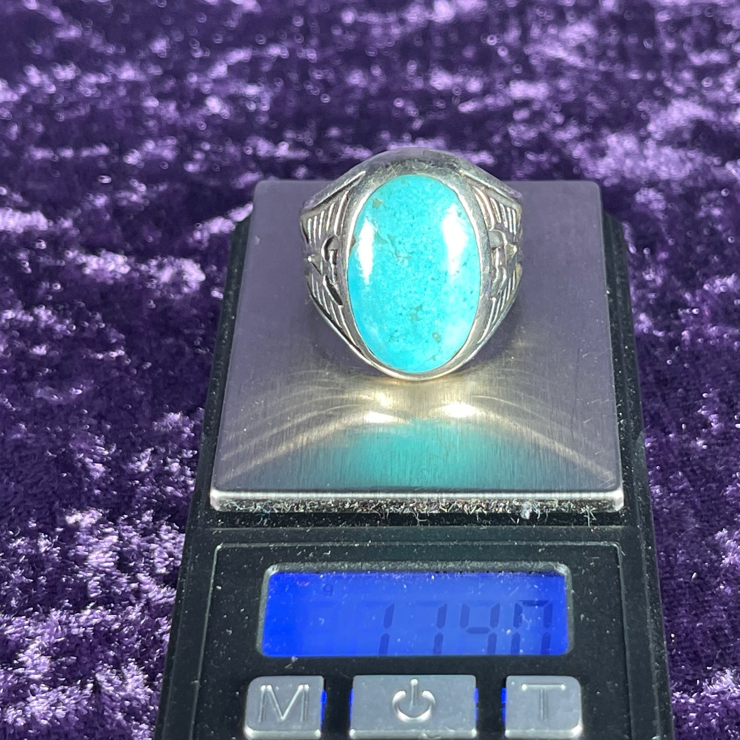 Vintage Navajo Native American Bell Trading Post Thunderbird Turquoise Sterling Silver 925 Ring Size W / 11 