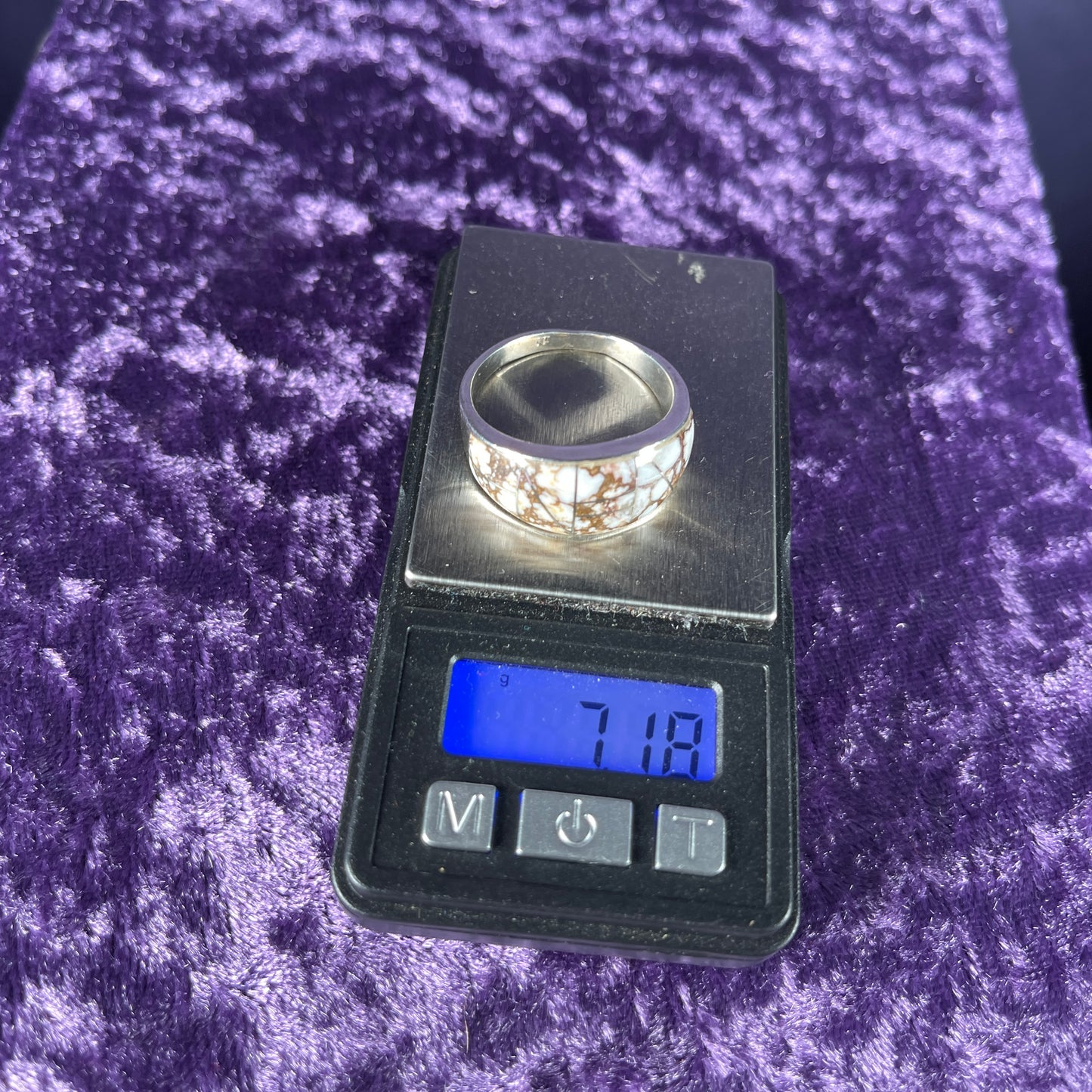 Native American Ray Tafoya Navajo White Jasper 925 Silver Ring Size Y 1/2 / 12.25